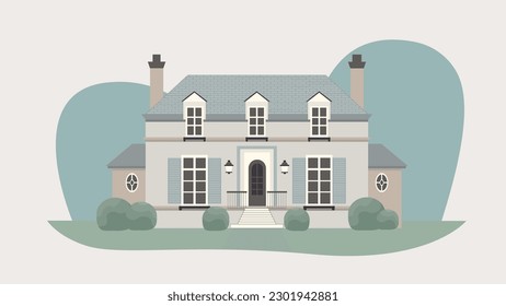 Romantic old mansion. Handmade drawing vector illustration. Flat illustration