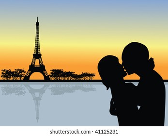 romantic paris vector