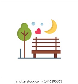 Romantic Park  Flat Color Icon. Vector icon banner Template