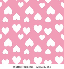 Romantic pastel pink seamless pattern Pink background white hearts in different sizes Vector illustration Simple feminine girly print wrap wallpaper cover fabric textile