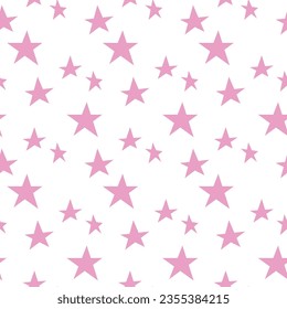 Patrón transparente rosa pastel romántico Estrellas color rosa de fondo blanco de diferentes tamaños Ilustración vectorial Ropa de papel tapiz de papel de impresión simple tejido