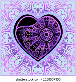 Romantic Pattern With Decorative Heart. Template for Happy Valentines Day. Vector Illustration. For Greeting Card, Invitation Or Posters