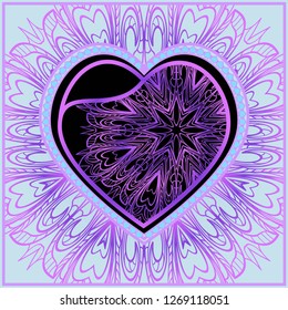 Romantic Pattern With Decorative Heart. Template for Happy Valentines Day. Vector Illustration. For Greeting Card, Invitation Or Posters