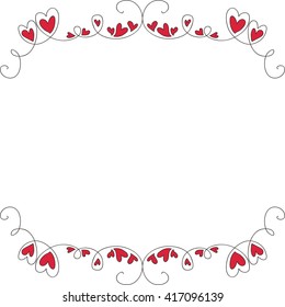 Romantic pattern frame with hearts vector illustration