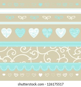 Romantic pattern with hand drawn hearts