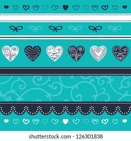 Romantic pattern with hand drawn hearts