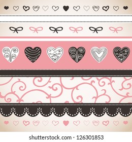 Romantic pattern with hand drawn hearts