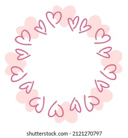 Romantic pattern with heart frame. Vector isolated illustration. Perfect for card decoration, banner, invitation, poster.



