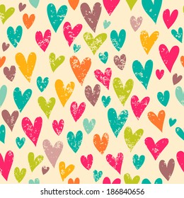 Romantic pattern with hearts. Bright background in vintage style for your design.