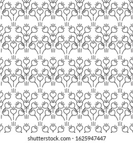 romantic pattern with hearts. Colorful doodle hearts on red background. Ready template for design, postcards, print, poster, party, Valentine's day, vintage textile. Vector.