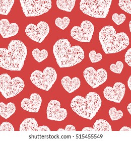 Romantic pattern with hearts drawn doodles. Celebratory Event, Valentine's Day, wedding, a date. graphic abstract drawing chaotic. vector Stock
