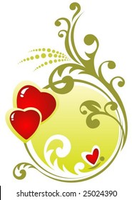 Romantic pattern with hearts on a green background.