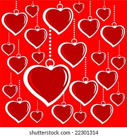 Romantic pattern with hearts on a red white background. Valentine's illustration.