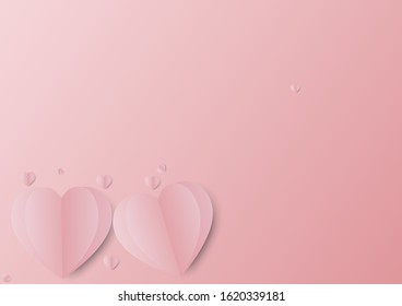 Romantic pattern of hearts; shades of pink; favorite color In the pink background With a heart that loosens butterflies