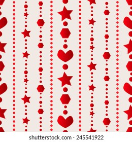 Romantic pattern with hearts, stars and geometric shapes for Web and Mobile Applications, Illustration template design, business infographic.