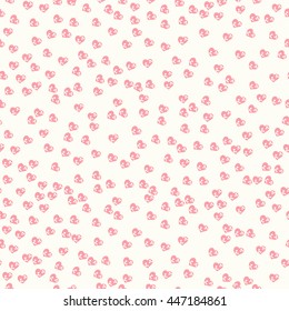 Romantic pattern with hearts. Valentine's Day background. Endless samples can be used for printing onto fabric and paper or as a backdrop for invitation. Vector illustration.