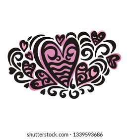 Romantic pattern of hearts. Vector illustration