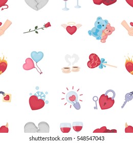 Romantic pattern icons in cartoon style. Big collection of romantic vector illustration symbol.