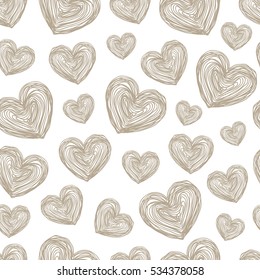 Romantic pattern with painted hearts. Celebratory Event, Valentine's Day, wedding, a date. graphic drawing randomly from the hand