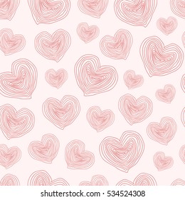 Romantic pattern with painted hearts. Celebratory Event, Valentine's Day, wedding, a date. graphic design by hand