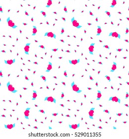 Romantic pattern with pink heart and angel wings for Valentine's Day or wedding.