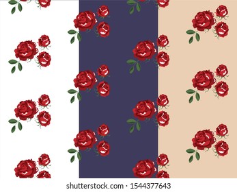 Romantic pattern of red roses. The pattern can be used for decorating greeting cards, invitations, parties, gift labels, stickers, labels, wallpaper, fabric, wrapping paper,scrapbooking