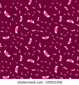 Romantic pattern in retro style with pink heart and angel wings for Valentine's Day or wedding.