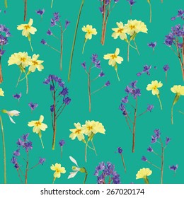 Romantic pattern scanned from natural spring flowers. 