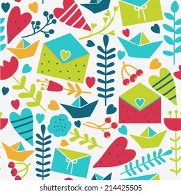 Romantic pattern in vector. Seamless pattern can be used for pattern fills, wallpapers, web page backgrounds.