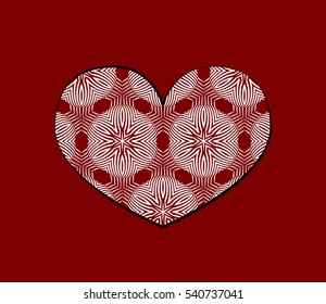 romantic patterned heart. Card for Valentine's Day, wedding invitation. vector illustration