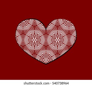romantic patterned heart. Card for Valentine's Day, wedding invitation. vector illustration