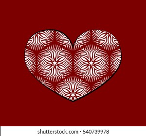 romantic patterned heart. Card for Valentine's Day, wedding invitation. vector illustration