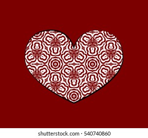 romantic patterned heart. Card for Valentine's Day, wedding invitation. vector illustration