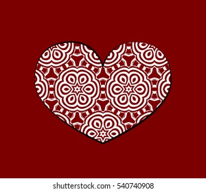 romantic patterned heart. Card for Valentine's Day, wedding invitation. vector illustration