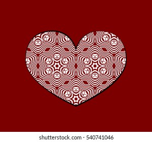 romantic patterned heart. Card for Valentine's Day, wedding invitation. vector illustration