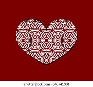 romantic patterned heart. Card for Valentine's Day, wedding invitation. vector illustration