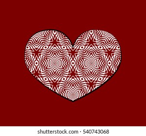 romantic patterned heart. Card for Valentine's Day, wedding invitation. vector illustration