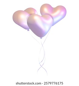 Romantic Pearl Heart Balloons for Celebration Decor.Suitable for Valentine's Day designs, wedding invitations, romantic cards, social media, party decorations, digital artwork.Vector illustration