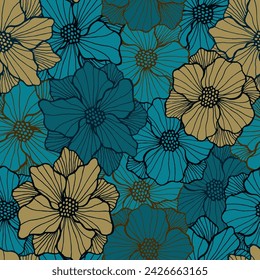 Flor romántica de peonía que repite la muestra. Ornamento floral orgánico. Flor de peonía con pétalos forrados. Papel pintado. Flor de prado rústico diseño sin costuras motivo de San Valentín.