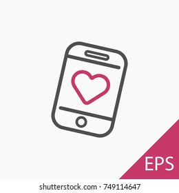 Romantic phone call icon on white background. Vector illustration