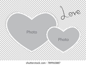 Romantic photo frame form hearts of St Valentines Day. Vector illustration