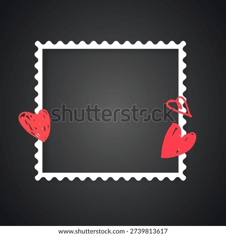 Romantic photo frame template with a vintage  design with place for text or photo ideal for Valentine's Day social media posts, romantic greeting cards, digital scrapbooking, and personalized photo gifts