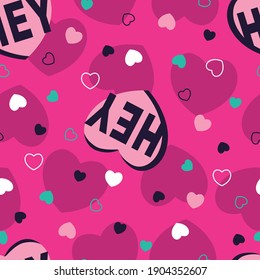 romantic phrase with several colorful hearts