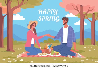 Noche romántica de copas de picnic en el parque de primavera