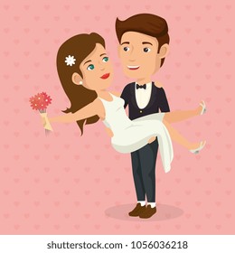 romantic picture of just married couple
