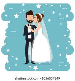 romantic picture of just married couple
