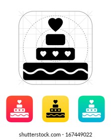 Romantic pie with heart icon. Vector illustration.