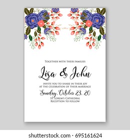 Romantic pink anemone peony bouquet bride wedding invitation template design. 
