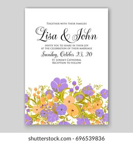 Romantic pink anemone peony bouquet bride wedding invitation template design. 