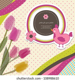 Romantic pink art hand drawing boy toy for invitation, greeting, album, children happy birthday, old label, postcard, wall, frame, gift, backdrop, kid card, design element with text vector eps 10